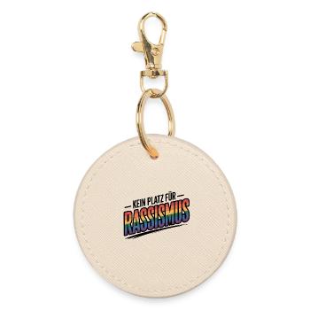 Kein Platz für Rassismus - Cool Pride Logo - Runder Schlüsselanhänger - Auster - Vorne
