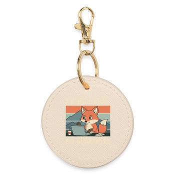 Je vais essayer – Fox Laptop Humor - Porte-clés rond - huître - Devant
