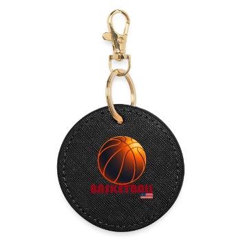 Orange Basketball Amerika - Runder Schlüsselanhänger - Schwarz - Vorne
