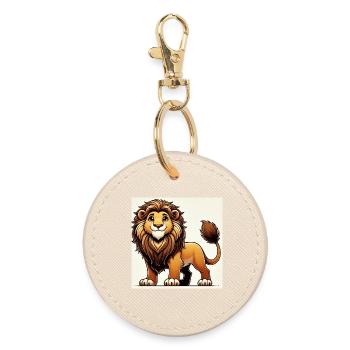 Lion cartoon chaleureux - Porte-clés rond - huître - Devant