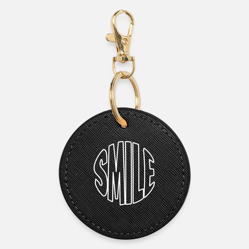 Clear smile lettering with contours - Round Keyring - black