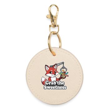 Fox reaches for sweets - Round Keyring - oyster - Front