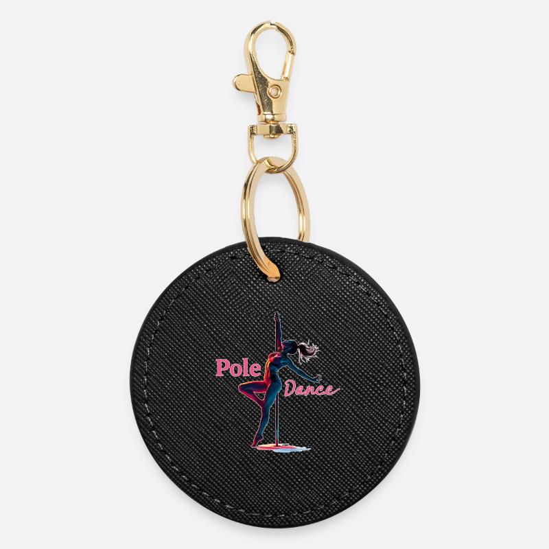 Danseuse au poteau Don acrobatique élégant - Porte-clés rond - noir