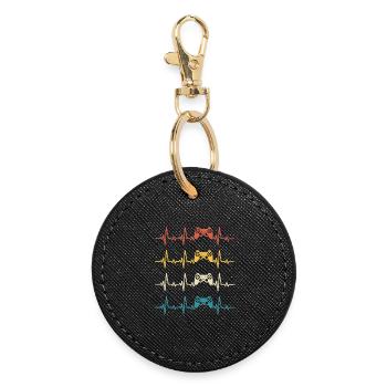 Console de jeu Retro Heartbeat Gamer Gaming - Round Keyring - black - Front