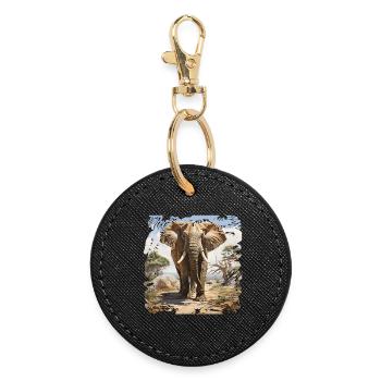Savannah elephant in watercolor style - Round Keyring - black - Front