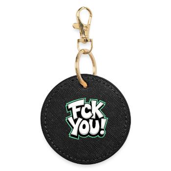 FCK YOU Schriftzug provokantes Statement - Runder Schlüsselanhänger - Schwarz - Vorne