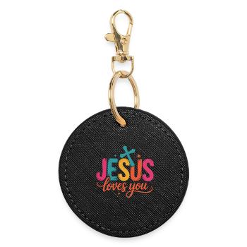 Jesus Loves You - Runder Schlüsselanhänger - Schwarz - Vorne