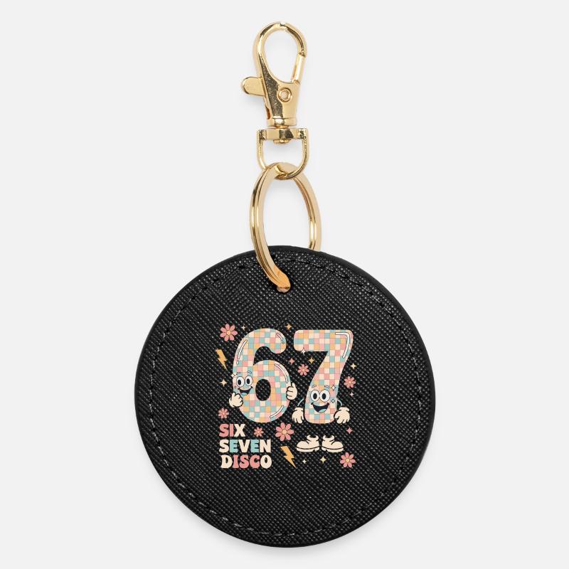Drôle de boule disco Retro Party Cadeau Six Seven - Porte-clés rond - noir