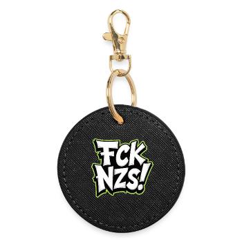 FCK NZS Statement against Racism - Round Keyring - black - Front