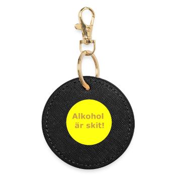 Alkohol ist Scheiße (Gelber Kreis) - Runder Schlüsselanhänger - Schwarz - Vorne