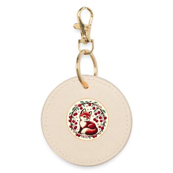 Cherry Ring Fox Vintage Circle - Round Keyring - oyster - Front