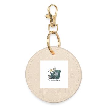 Quantum Bird Reading in Armchair - Round Keyring - oyster - Front