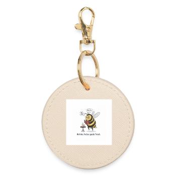 Bee Learns French: Méthinks - Round Keyring - oyster - Front