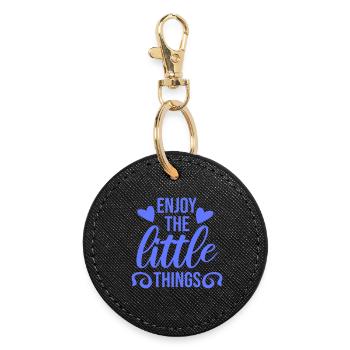 Enjoy The Little Things Gratitude Mindfulness - Round Keyring - black - Front