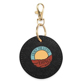 Enjoy The Little Things Gratitude Mindfulness - Round Keyring - black - Front