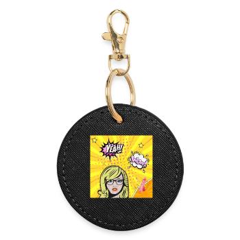 Pop art wow - Porte-clés rond - noir - Devant