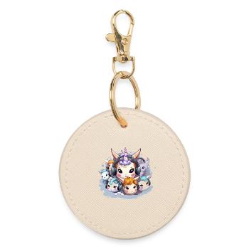 Cercle de DJ Licorne Kawaii - Porte-clés rond - huître - Devant