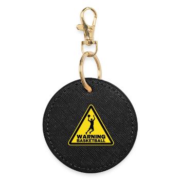 Warning Basketball Sportsman Warning Sign - Round Keyring - black - Front