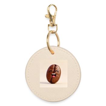 Laughing Coffee Bean - Round Keyring - oyster - Front