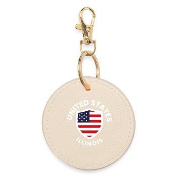 United States Illinois Shield - Round Keyring - oyster - Front