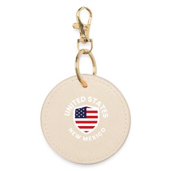 American flag emblem in shield New Mexico - Round Keyring - oyster - Front