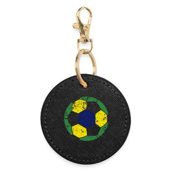 Brazil Soccer Ball Fußball - Round Keyring - black - Front
