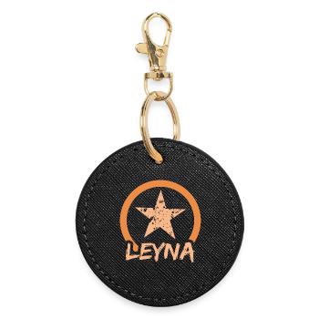 Prénom Leyna - Porte-clés rond - noir - Devant