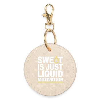 Sweat Is Just Liquid Motivation – Gym Saying - Round Keyring - oyster - Front