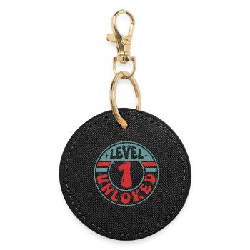 Level 1 Unlocked – Cooles Gamer Design - Runder Schlüsselanhänger - Schwarz - Vorne