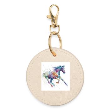 Vivid Watercolor Horse - Round Keyring - oyster - Front
