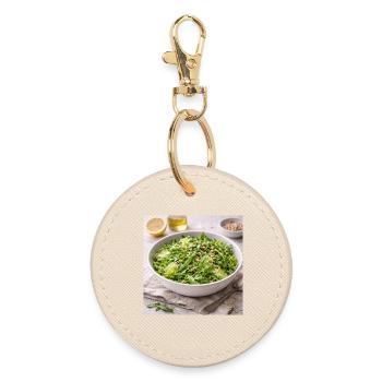 Rucola Pinienkernen Salat - Runder Schlüsselanhänger - Auster - Vorne