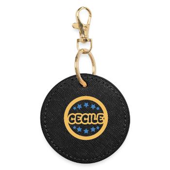 First name Cecile - Round Keyring - black - Front