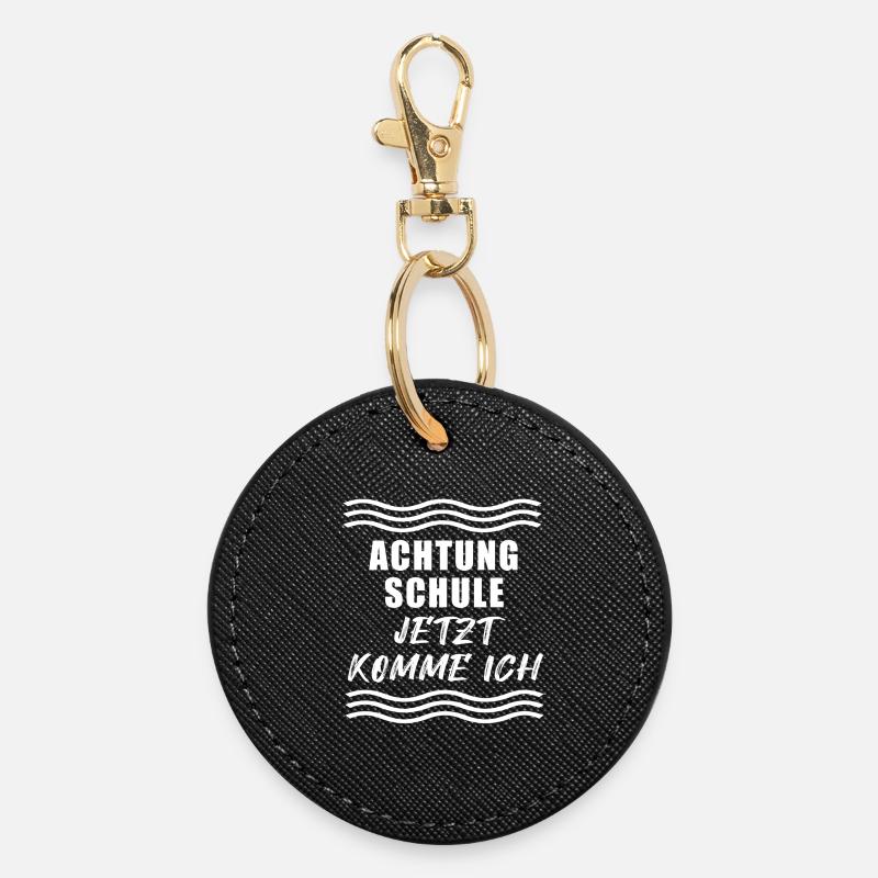 Attention school, here I come - Round Keyring - black