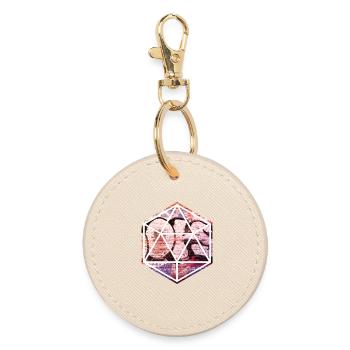 Geometric Graffiti Prism Over Brick Wall - Round Keyring - oyster - Front