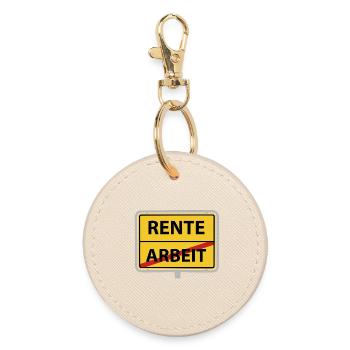 Rente Arbeit Ortsschild - Runder Schlüsselanhänger - Auster - Vorne