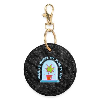 Chez moi, c’est là où se trouvent mes plantes - Porte-clés rond - noir - Devant