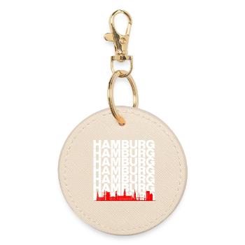HAMBURG SKYLINE SILHOUETTE! - Runder Schlüsselanhänger - Auster - Vorne