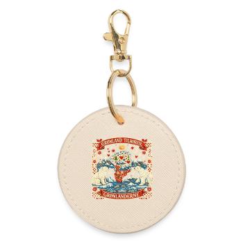 Greenland Independence Statement Gift Funny - Round Keyring - oyster - Front