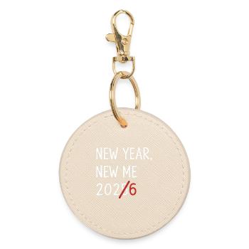New Year New Me 2026 Strikethrough - Runder Schlüsselanhänger - Auster - Vorne