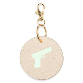 Pistol Weapon - Round Keyring - oyster - Front