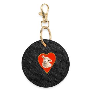 Lamb in heart motif - Round Keyring - black - Front