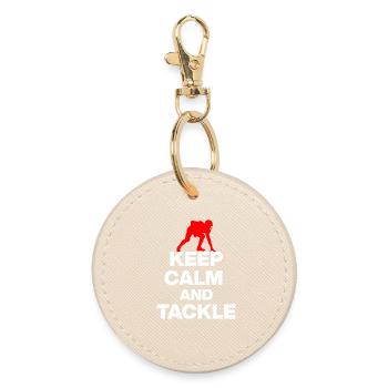 KEEP CALM AND TACKLE! FOOTBALL FAN GESCHENK USA rw - Runder Schlüsselanhänger - Auster - Vorne