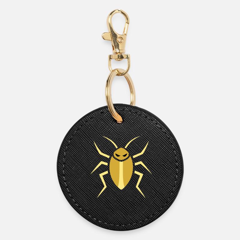 Œuvre minimaliste du cafard doré - Porte-clés rond - noir