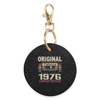 Février 1976, Cadeau d'Anniversaire février 1976 - Porte-clés rond - noir - Devant