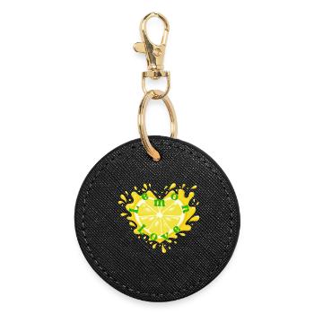 Citrus Heart Love Motif - Round Keyring - black - Front