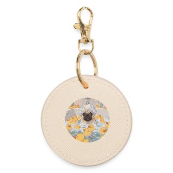 Mops in the bubble bath - Round Keyring - oyster - Front