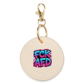 FCK AFD - Antifa Tee - Round Keyring - oyster - Front