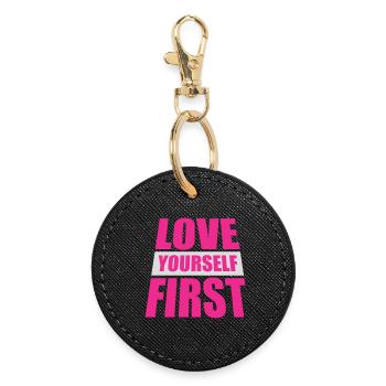 Love Yourself First Self-Love Self-Care - Round Keyring - black - Front