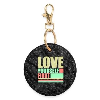 Love Yourself First Self-Love Self-Care - Round Keyring - black - Front
