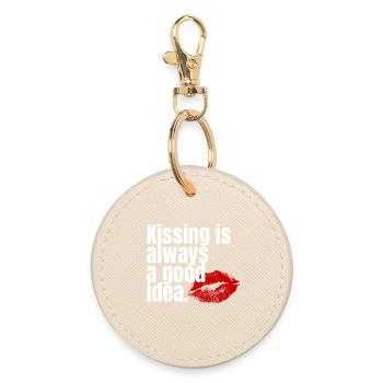 Kissing Is Always a Good Idea Typo Print - Runder Schlüsselanhänger - Auster - Vorne